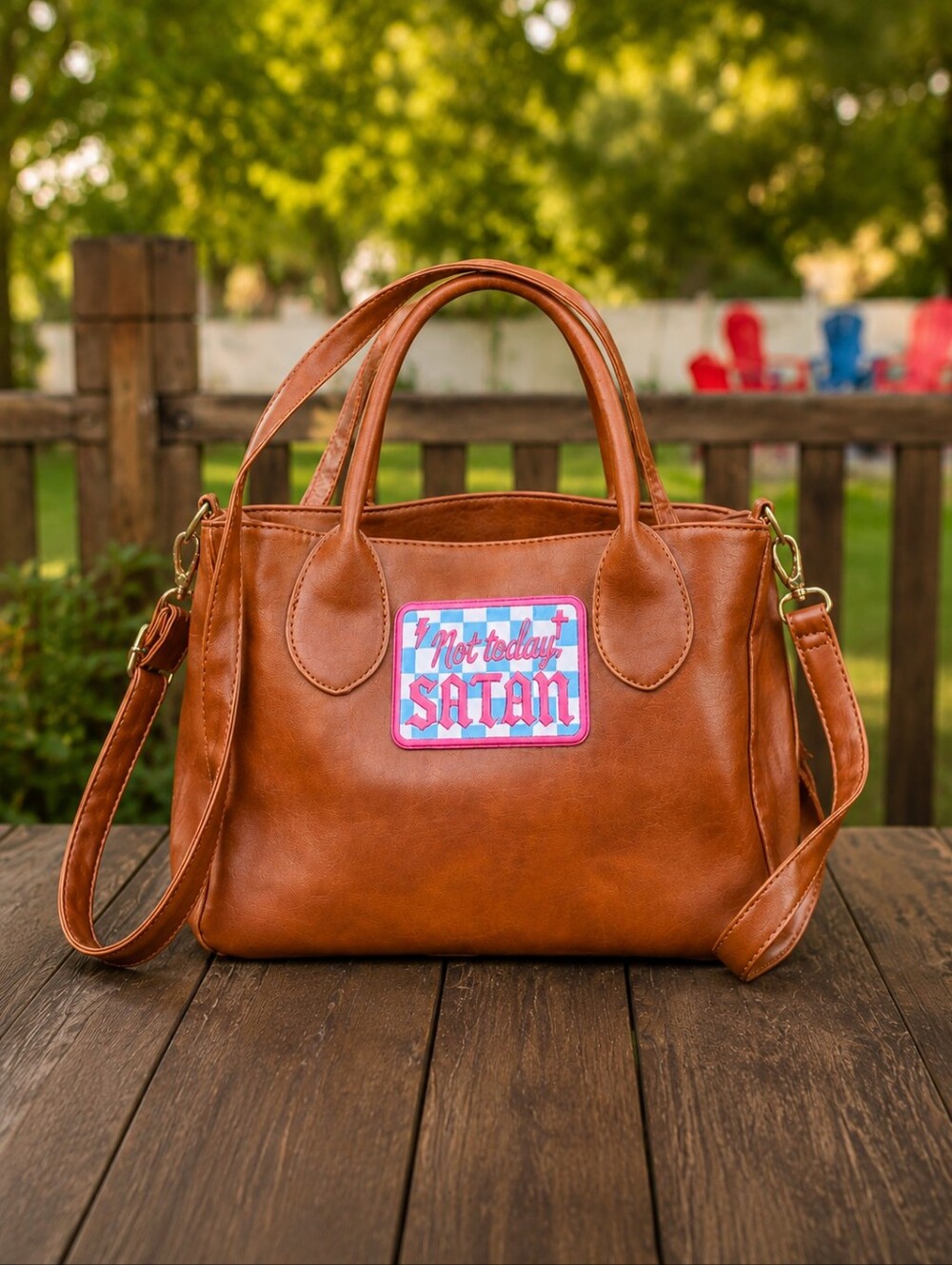 "NOT TODAY SATAN" Tote Bag